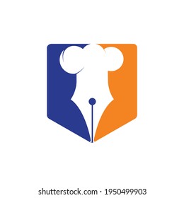 Food Writer vector logo design. Chef hat and pen icon logo design.