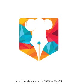 Food Writer vector logo design. Chef hat and pen icon logo design.