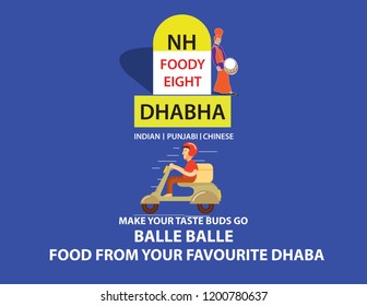 Food From Your Favourite Dhaba. Dhaba Concept Design. Highway Resturant Poster Design.Minimal Resturant/Dhabha Poster Design. Milestone Vector Icon.Online Food Delivered From Dhabha. Order Food Online