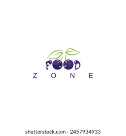 food zone logo design, food related concepts, fresh grapes 