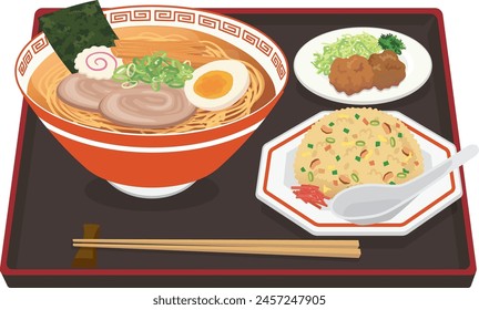 Food_Ramen set meal_Fried rice and Fried Chicken