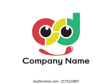 Foodcourt Logo Name, Initial ODS letter logo Deign