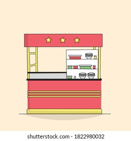 Foodcourt Mini Vector Caartoon. Art, Sticker, Card, Banner, Icon Illustration