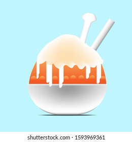 fooddd ice sweet milk  catoon art background illustration