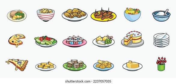 food,fruits and vegetables vector set illustrations