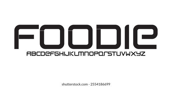 Foodie Abstract technology space font and alphabet. techno effect fonts designs. Typography digital sci-fi concept. vector illustration
