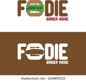 foodie burger house logo design, restaurant logo, fast food logo  