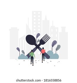 Foodie Flat Illustration.Vector Design.Suitable For Landing Page, Ui, Website, Mobile App, Editorial, Poster, Flyer, Article, And Banner.