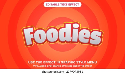 Foodies 3d vector text effect fully editable font and text