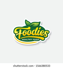 Foodies Typography Logo Premium Vector