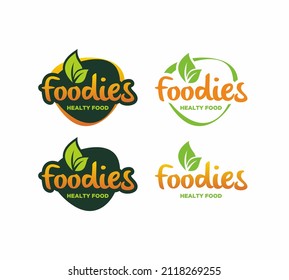 Foodies typography logo template, food logo, food lettering vector