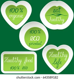 food,product,set con.logo,healthy,eco,symbol,vegan,organic lifestyle healthy food icons cafe,restaurant,badges,tags,packaging with organic handwritten  text green heart background.Vector illustration
