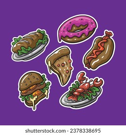 Foods animal mascot logo design with modern illustration concept style for badge, emblem and t shirt printing. Foods sticker pack illustration.