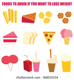 Foods Avoid You Want Lose Weight Stock Vector (royalty Free) 368533154 