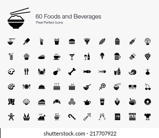 Foods and Beverages Pixel Perfect Icons