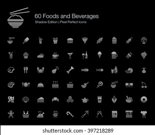 Foods and Beverages Pixel Perfect Icons Shadow Edition