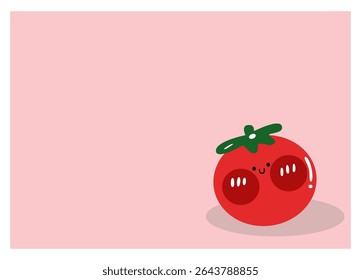 Foods cartoon: isolated cute red tomato on a pink background 