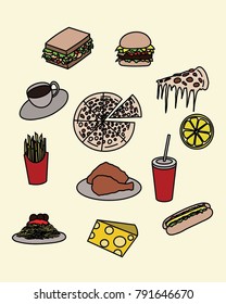 Foods doodle vector art