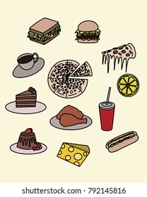 Foods doodle vector art 