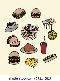 Foods doodle vector art 
