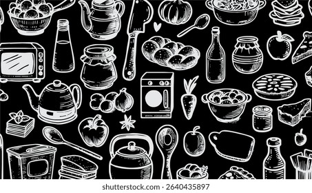 Foods doodles hand drawn sketchy vector symbols and objects