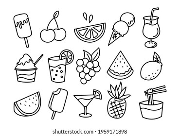 Summer’s foods and drinks illustration