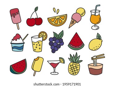 Summer’s foods and drinks illustration