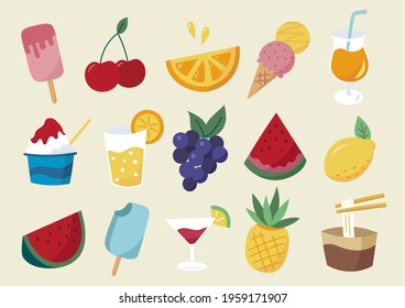 Summer’s foods and drinks illustration
