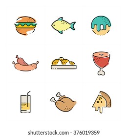 Foods flat icon set