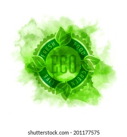 foods healthy logo eco letterpress mark of healthy vital natural fresh ranch nourishment on the watercolor splash foods healthy logo tree harvest earth farm natural nurture splatter ecological market