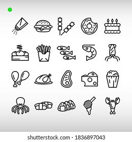 foods icon set in outline style, unique design, expanded stroke, and editable vector with any color or size what you like
