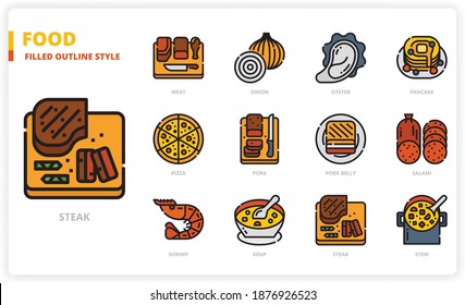 Foods icon set for website, application, printing, document, poster design, etc.