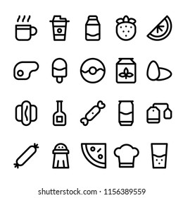 Foods icons in for any purposes. Perfect for website mobile app presentation and any other projects. Suitable for any user interface and user experience.