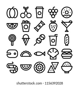 Foods icons in for any purposes. Perfect for website mobile app presentation and any other projects. Suitable for any user interface and user experience.