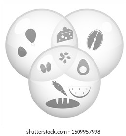 Foods icons vector design. Macro nutrients in different foods vector illustration