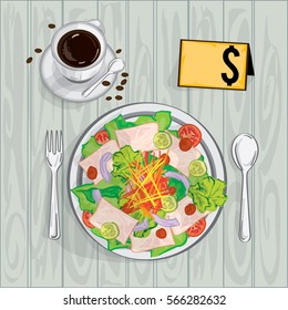 foods objects salad coffee