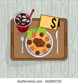 foods objects Spaghetti cola drink