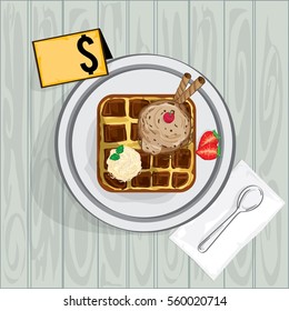 foods objects waffle ice cream 