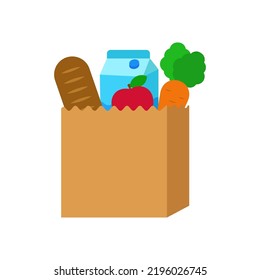Foods in paper bag package vector suitable for groceries illustration