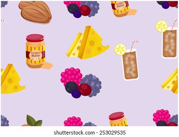 Foods Seamless Pattern Illustration