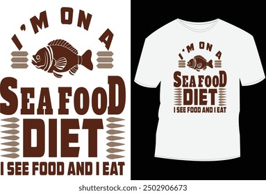 Diseño de camiseta de alimentos, estoy en una dieta de mariscos, veo comida y como. Hola... soy diseñadora creativa de camisetas de Mobassher Alam, siempre pongo la de mi Cliente y las necesidades primero comprometidas con las satisfacciones al 100%.