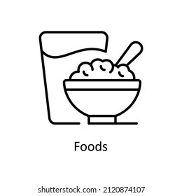 Icono de contorno de vector de alimentos para web aislada en el archivo EPS 10 de fondo blanco