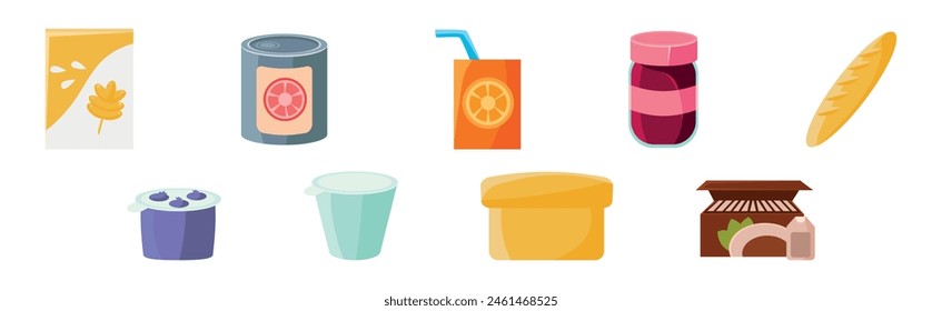 Foodstuff and Products from Supermarket Item Vector Set