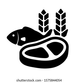 Foodstuff, various food (meat, fish, grain) icon