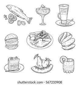 foodstuffs. menu items.