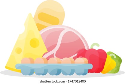 Foodstuffs. Set of food on a white background