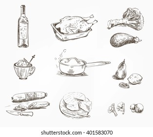 foodstuffs. set of sketches