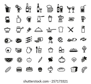 foodstuffs set of vector icons on a white background