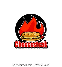 Foodtruck Foodcourt Cheesesteak Philly's Beef Sandwich Fastfood Junkfood Restaurant Store Steet Food Logo Template Vektor