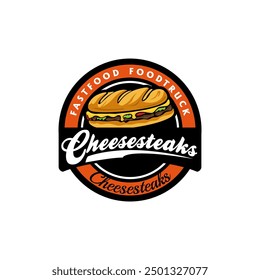 Foodtruck Foodcourt Cheesesteak Philly's Beef Sandwich Fastfood Junkfood Restaurant Store Steet Food Logo Template Vektor